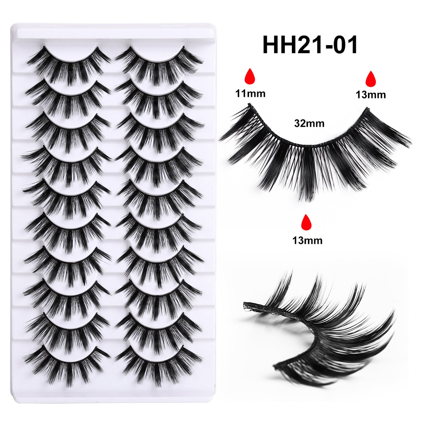 False Eyelashes Hard Stem 10 Pairs