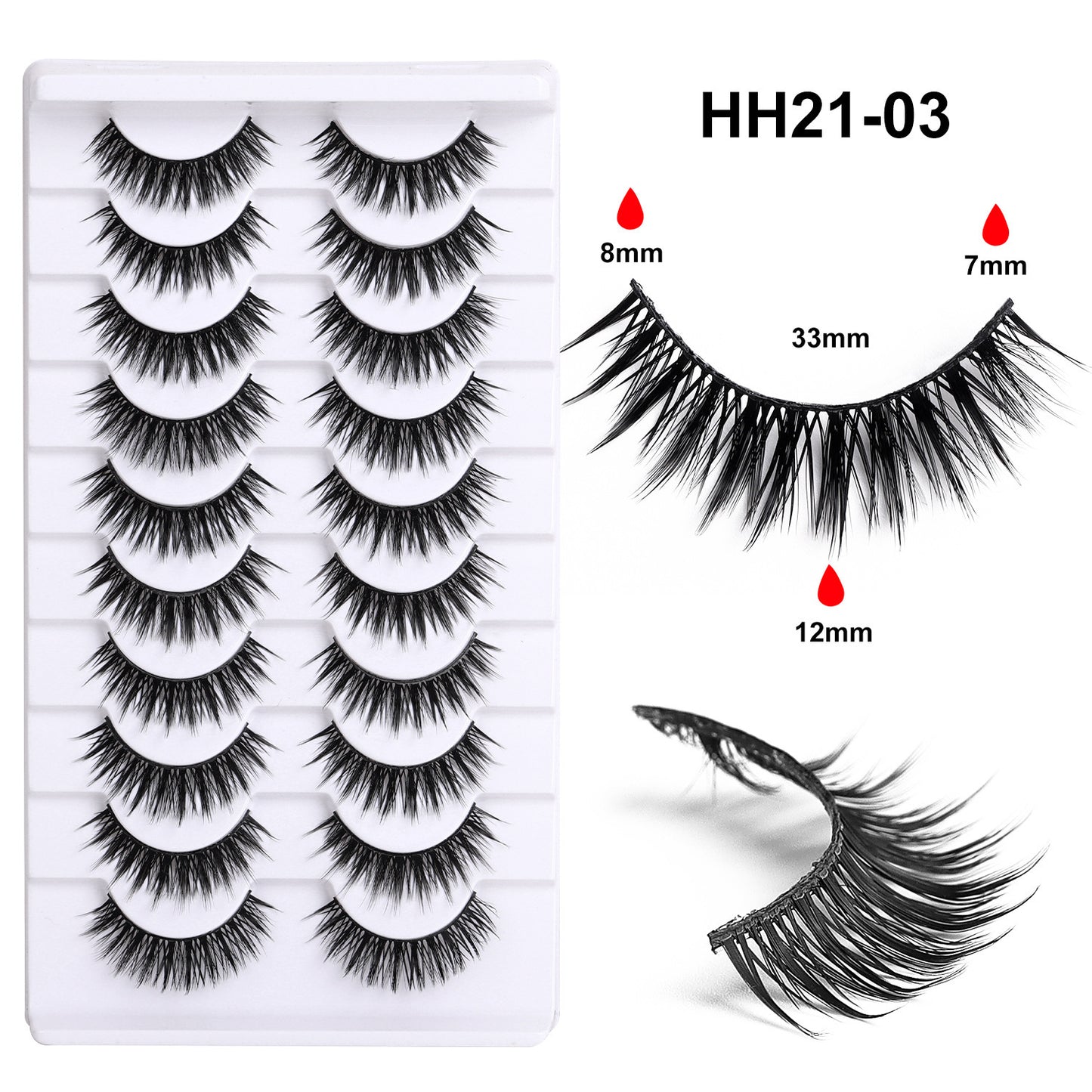 False Eyelashes Hard Stem 10 Pairs