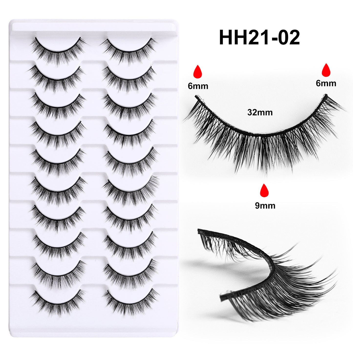 False Eyelashes Hard Stem 10 Pairs