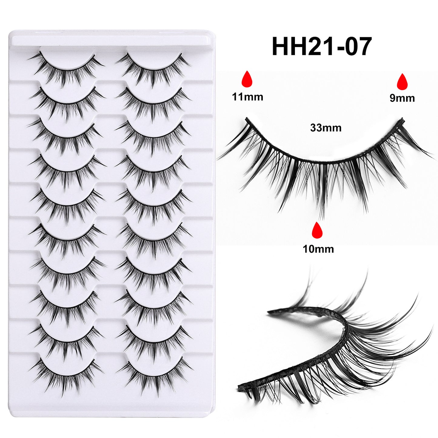False Eyelashes Hard Stem 10 Pairs