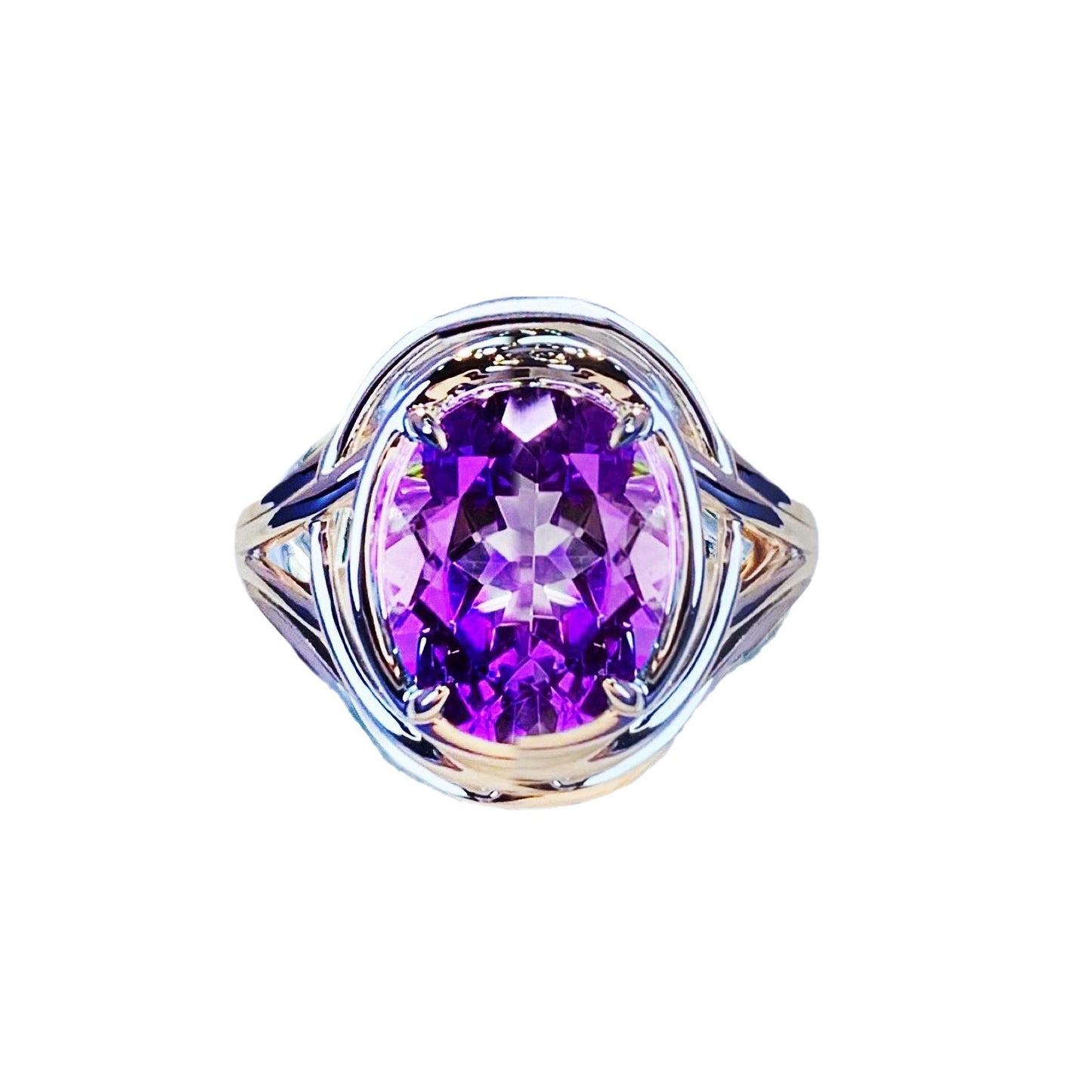 Adjustable Braided Amethyst Crystal Ring