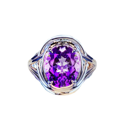 Adjustable Braided Amethyst Crystal Ring