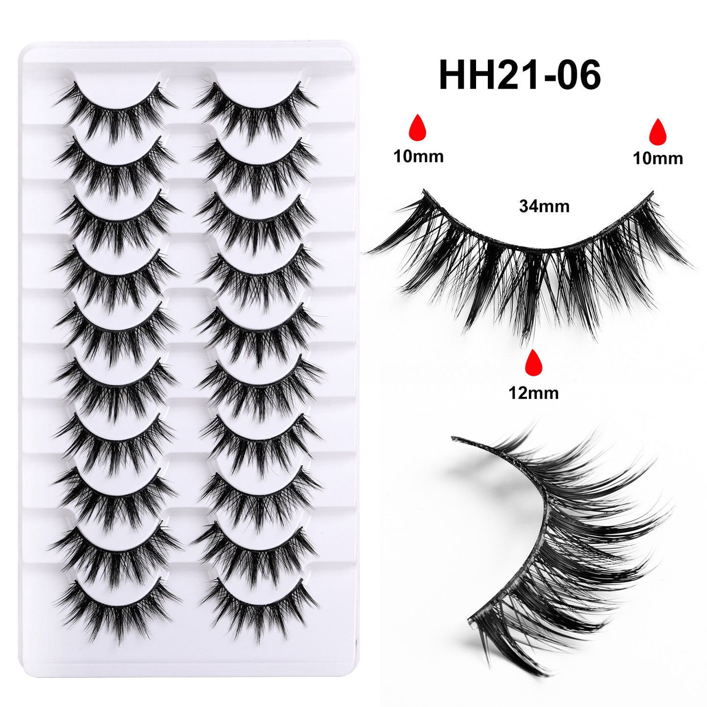 False Eyelashes Hard Stem 10 Pairs