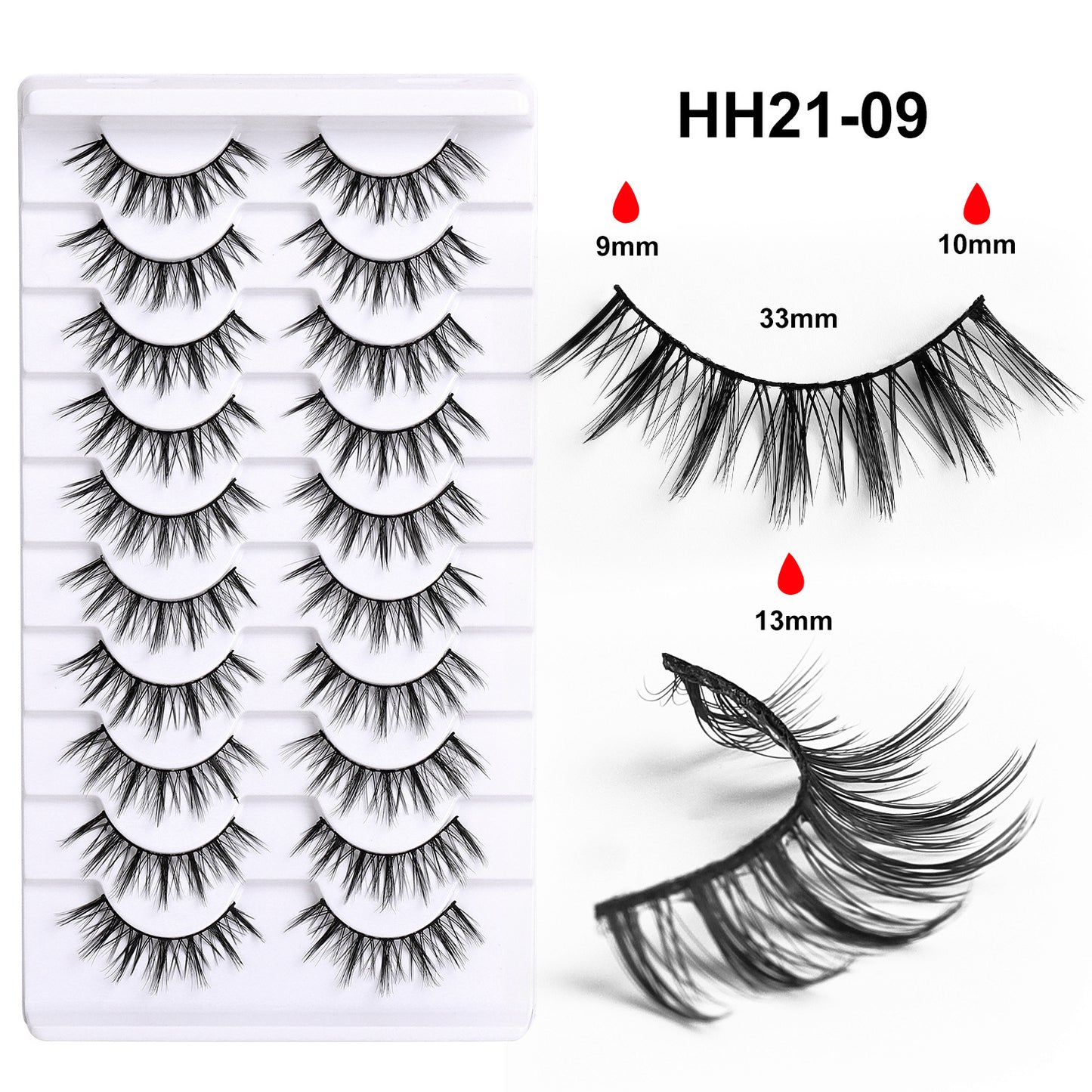 False Eyelashes Hard Stem 10 Pairs