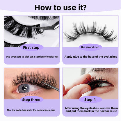 False Eyelashes Hard Stem 10 Pairs