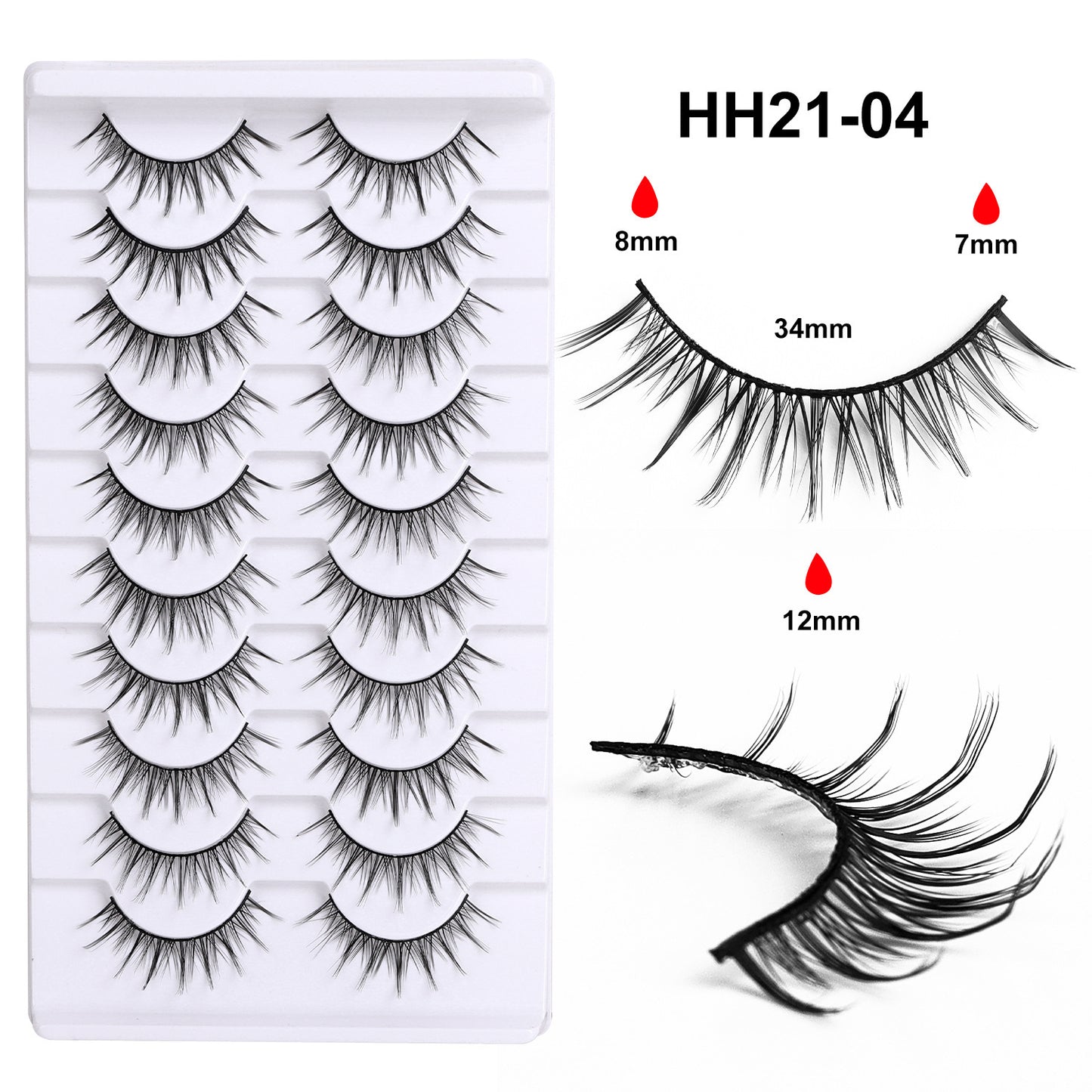 False Eyelashes Hard Stem 10 Pairs