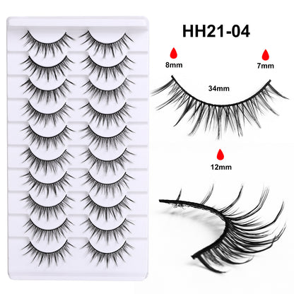 False Eyelashes Hard Stem 10 Pairs