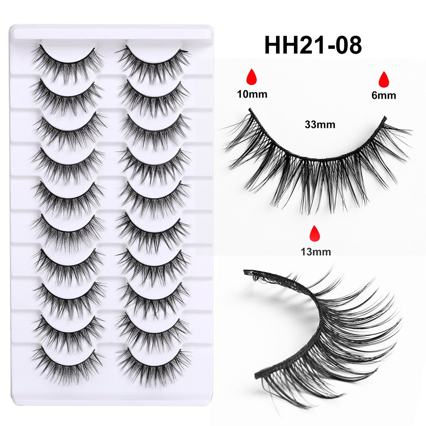 False Eyelashes Hard Stem 10 Pairs