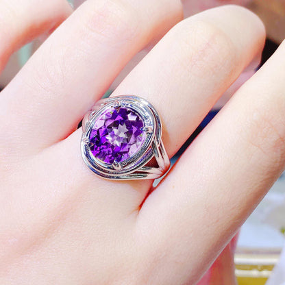 Adjustable Braided Amethyst Crystal Ring