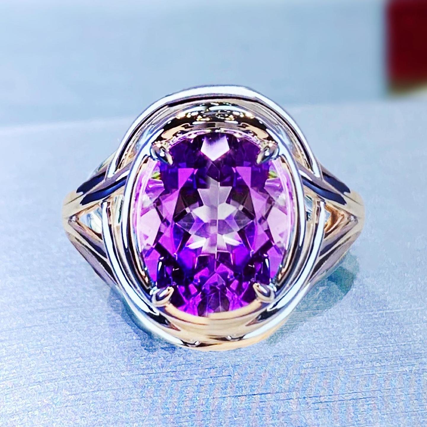 Adjustable Braided Amethyst Crystal Ring