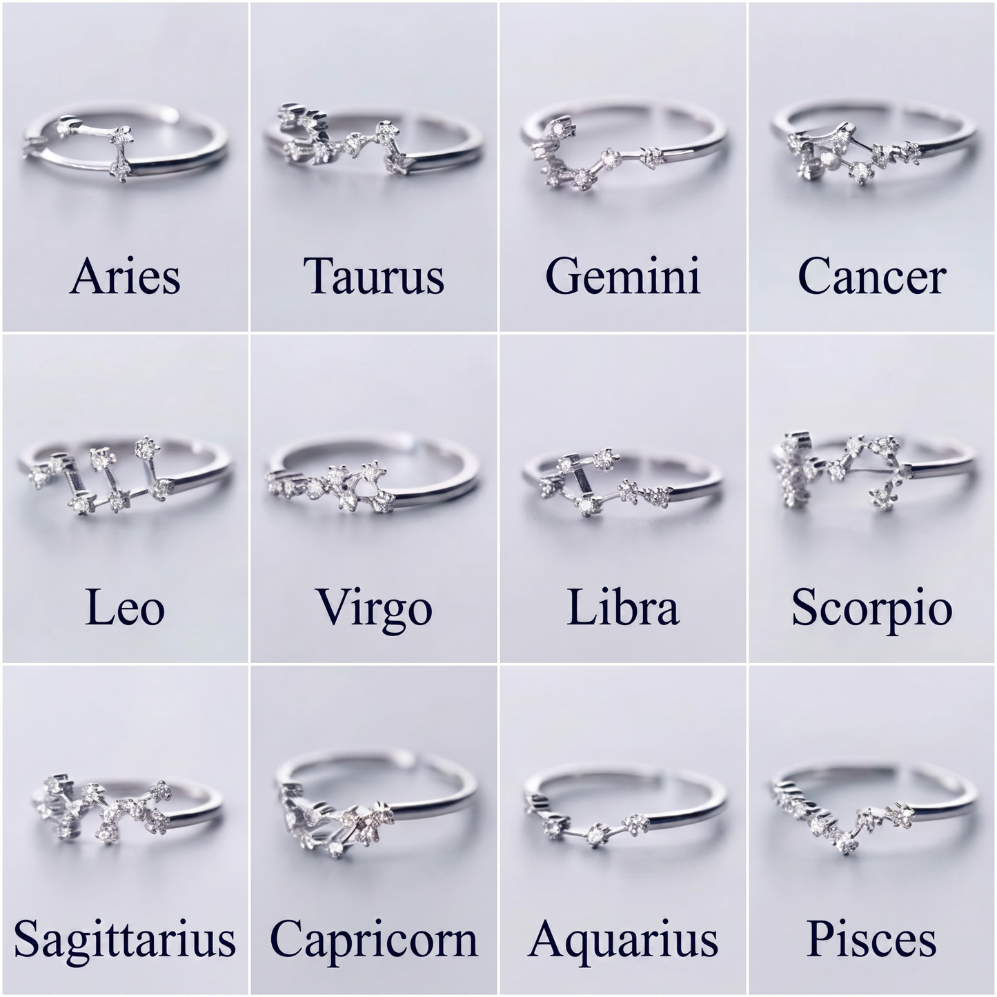 All 12 Zodiac Constellation Rings